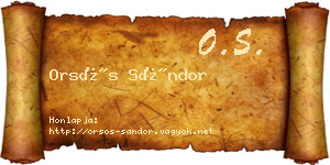 Orsós Sándor névjegykártya